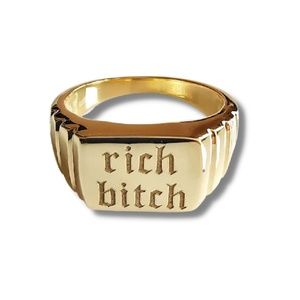 NEW 18K GOLD PLATED RICH B*TCH RING